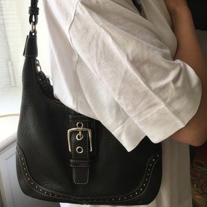 Vintage Coach Black Leather Handbag